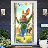 Aperturee - Aperturee Rustic House Color Lighted Bunny Easter Door Cover